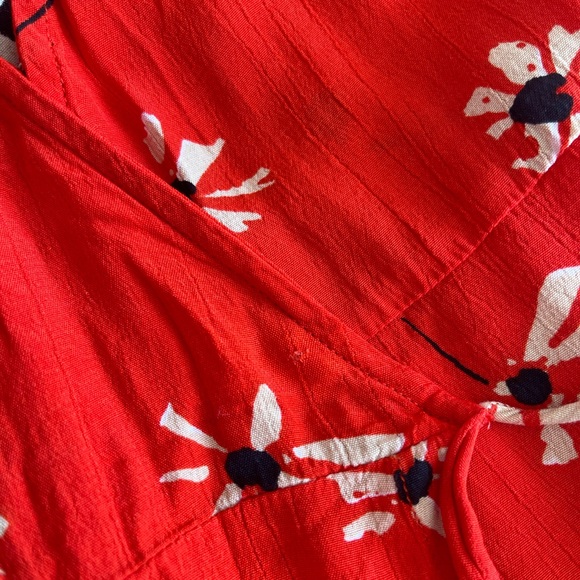 Anthropologie Faithfull the Brand Red Floral Midi Dress  wrap size xs - Picture 15 of 16